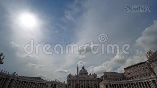 圣彼德`巴西利卡在罗马阳光灿烂的日子里视频