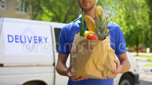 提供食品购物袋、送货服务、快递单视频