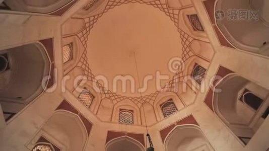 胡马云陵墓的建筑穹顶。 Humayun`这座世界遗产建筑的陵墓，德里视频
