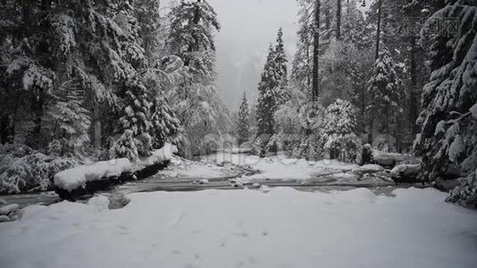 冰雪溪和约塞米蒂瀑布视频