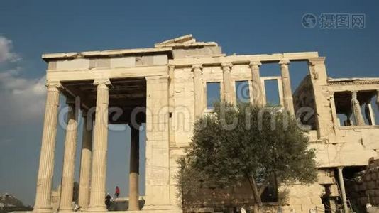 希腊雅典埃雷奇翁的侧视图视频