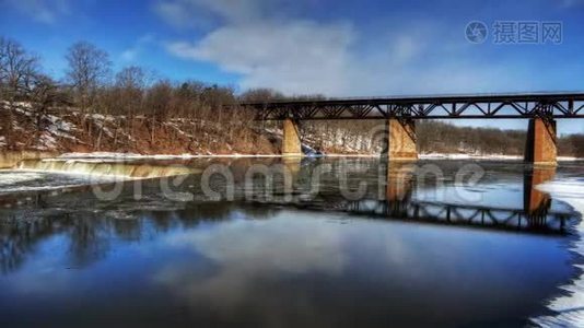 加拿大Brant的铁路桥梁和水坝视频