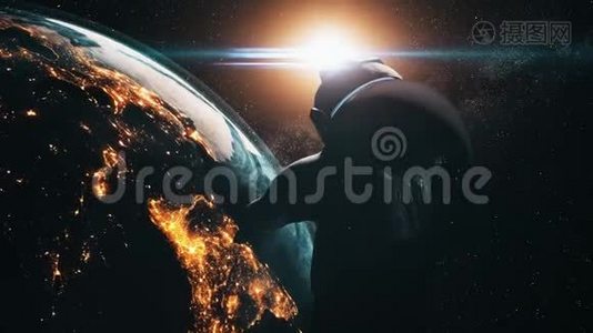 近距离太空人看地球星星闪烁视频