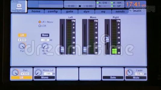 这些参数显示在调音台的监视器上视频