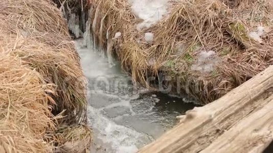 冰冬的水流.视频