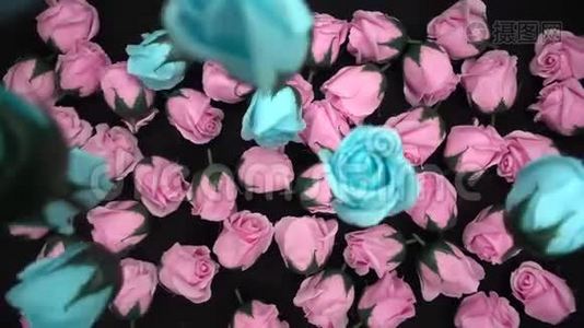 情人节或周年纪念期间，浪漫的航班`鲜艳的玫瑰视频