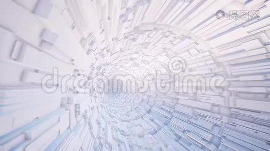 未来派白色隧道三维渲染动画视频