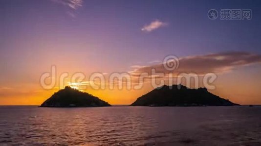 泰国KohTao的日落时间和南园岛景视频