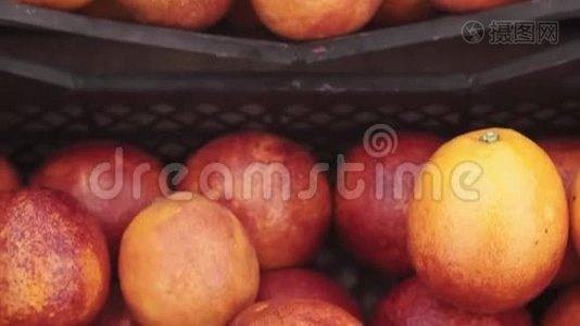 橘子在市场上收获。 香橼视频