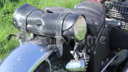 摩托车特写的细节视频
