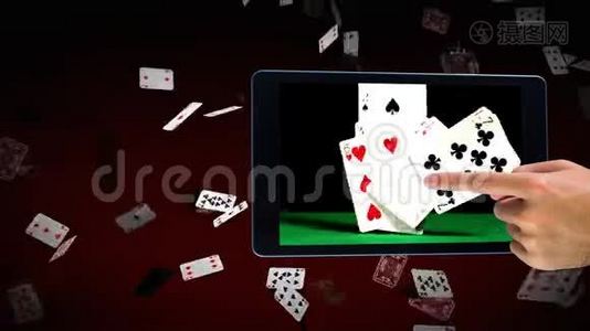 手用平板电脑显示扑克视频视频