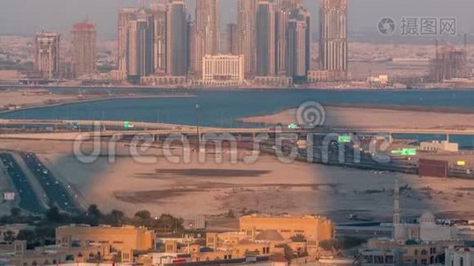 在迪拜溪港建造新的摩天大楼。 迪拜-阿联酋。视频