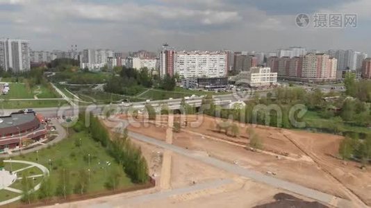 俄罗斯莫斯科Zelenograd郊区建筑工地清理土地视频