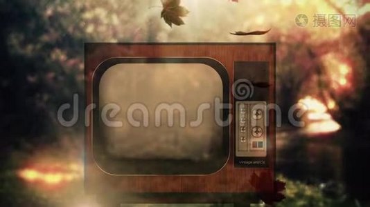 老式电视和秋天落叶视频