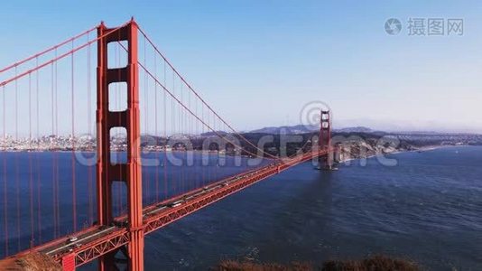 下午在旧金山的金门大桥上使用电池斯宾塞视频