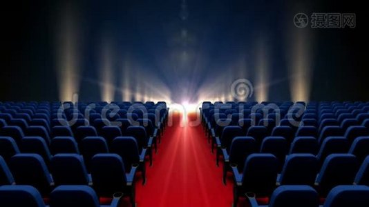 电影院座位礼堂有闪烁的灯光视频