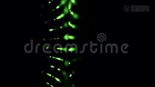抽象流动的绿灯，小点成排移动，折射，改变轨迹.. 小小的，两侧的圆圈视频