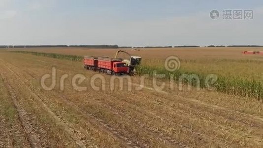 玉米青贮收割机和拖拉机视频
