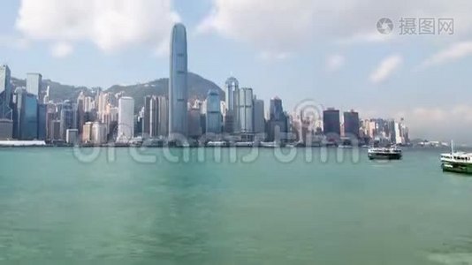 香港城市景观水道时间流逝。视频