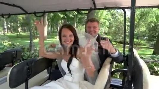 在车里结婚。视频