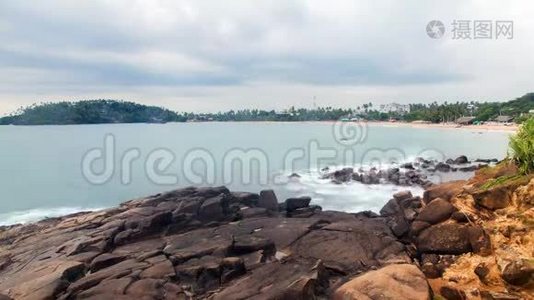 Mirissa海滩景观，斯里兰卡时间推移视频