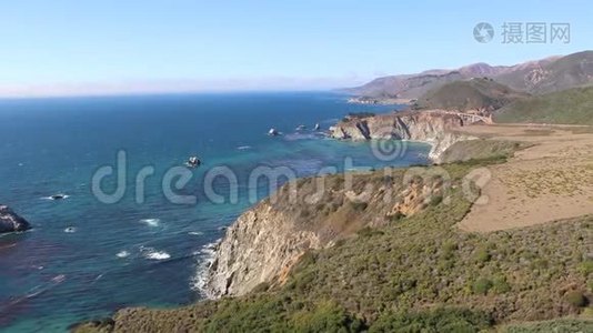 加利福尼亚的空中`大苏尔海岸线视频