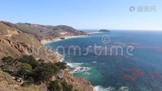 加利福尼亚的空中`大苏尔海岸线视频