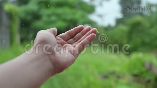 雨水流入手中视频