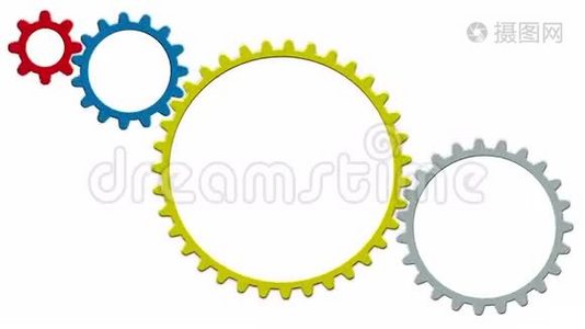 白色背景齿轮技术概念视频