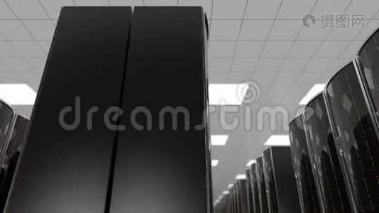 云数据中心服务器机架，循环视频