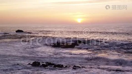 大西洋、摩洛哥海岸、非洲、时代日落的美丽景色视频