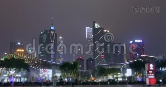 晚上大城市的全景.. 中国大城市夜景视频