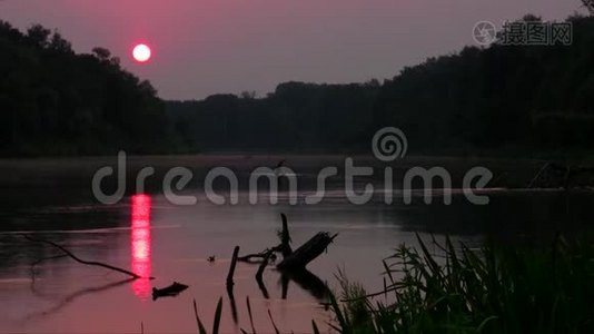 太阳从野河上升起视频