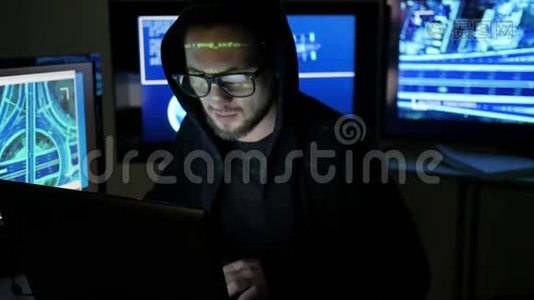 犯罪黑客破解系统，计算机恐怖主义，无人跟踪，物品，网络间谍视频
