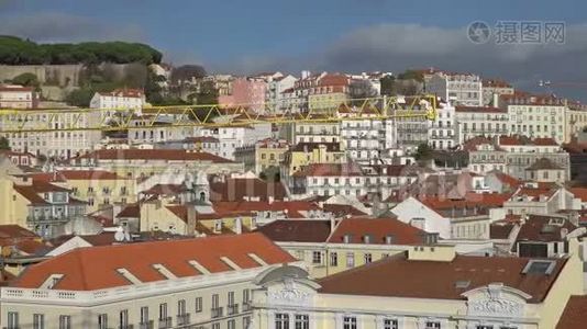 里斯本全景。 空中观景。 里斯本是葡萄牙的首都和最大的城市。 里斯本是欧洲大陆`视频