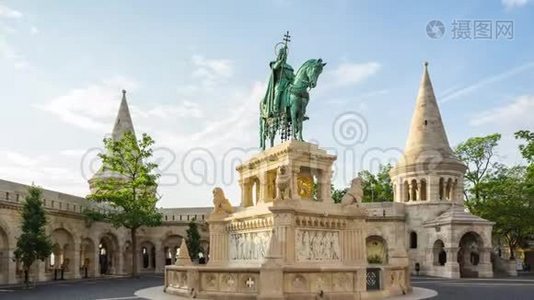 匈牙利布达佩斯市斯蒂芬铜像延时录像，延时4K视频