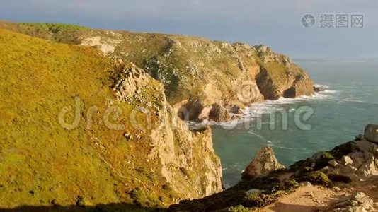 罗卡角-葡萄牙著名的卡波达罗卡海岸日落视频