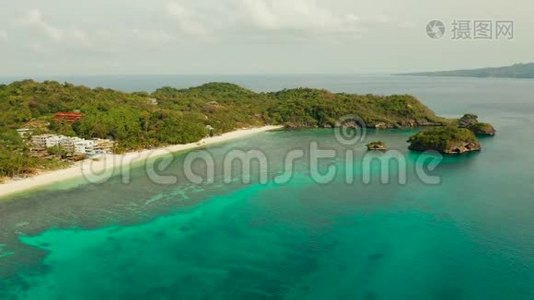 菲律宾长滩岛与Beah海景。视频