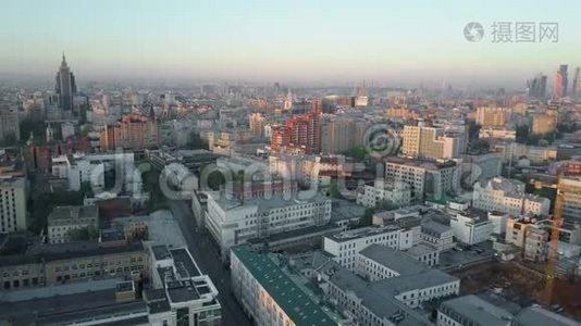 俄罗斯莫斯科早晨的空中全景视频