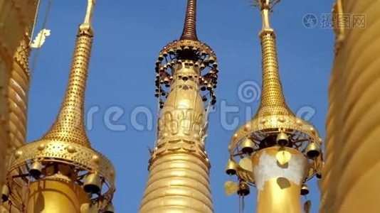 缅甸锡林神殿中的金尖塔视频