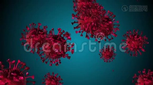 红色冠状病毒细胞视频