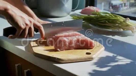 双手切肉，刀切肉，刀切肉视频