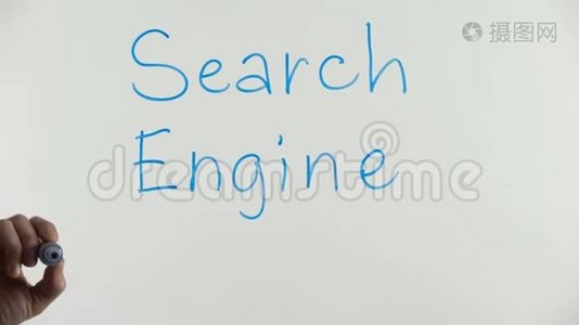 玻璃上写的搜索引擎优化短语，网络营销策略视频
