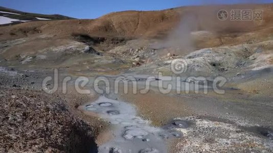 火山景观：温泉周围活跃的富马菌视频
