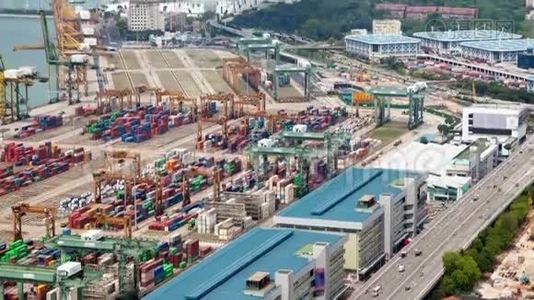 物流在港口码头新加坡延时。视频