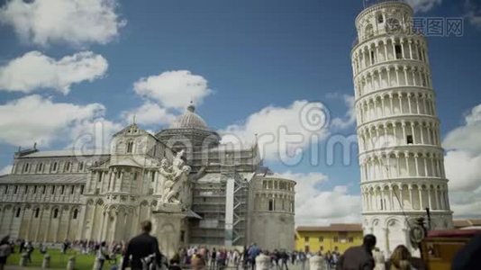 意大利地标、带天使喷泉、大教堂和比萨斜塔视频