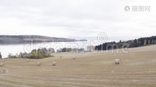 Mjosa湖的农业视频