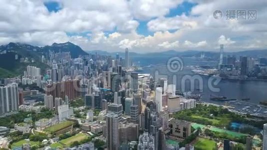 香港维多利亚港4k高空超移录像视频