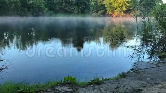 黎明时分，河面雾蒙蒙，时间流逝. 乌克兰视频