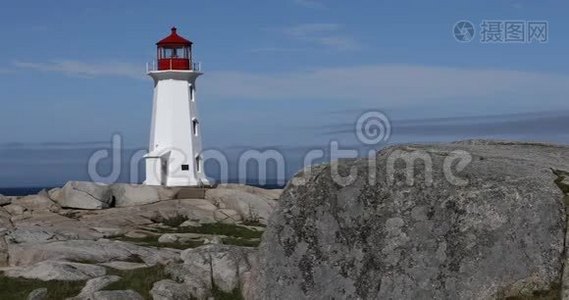 加拿大新斯科舍省PeggysCove灯塔景观视频